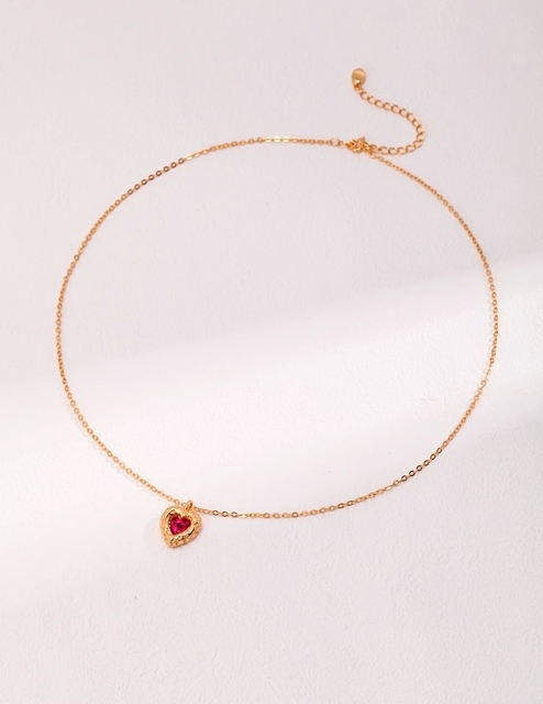 B8商详Minimalist French series, sterling silver heart zircon light luxury niche design high-end necklace